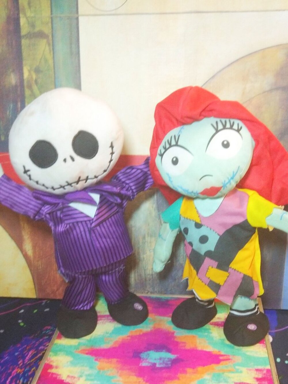(2) DISNEY'S TIM BURTON'S NIGHTMARE BEFORE CHRISTMAS DANCING PLUSH DOLLS (13")